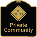 Signmission Designer Series-Private Community With No Outlet Symbol, 18" x 18", BG-1818-9785 A-DES-BG-1818-9785